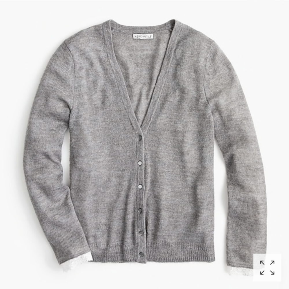 J. Crew Factory Lace Sleeve Cardigan